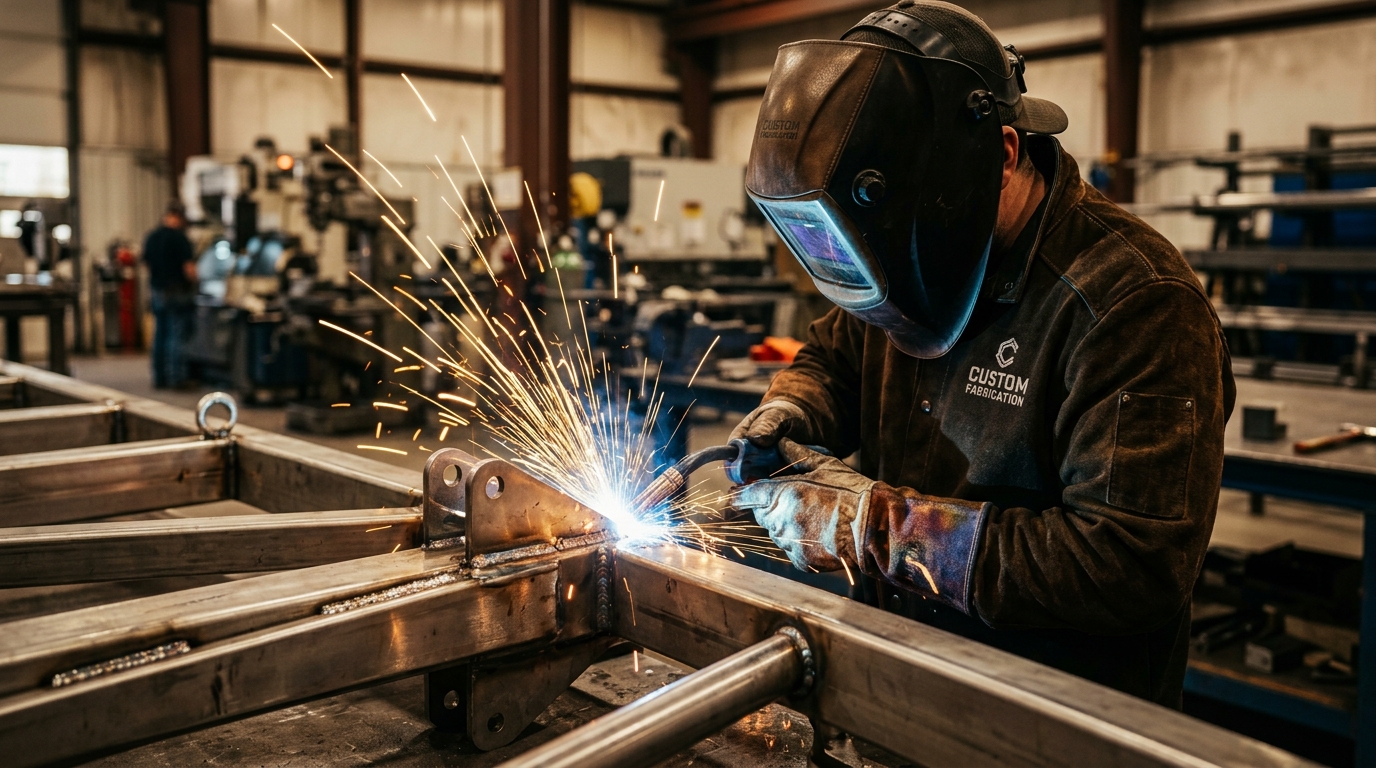 Profissional da SR Soldas trabalhando com solda e estruturas metálicas